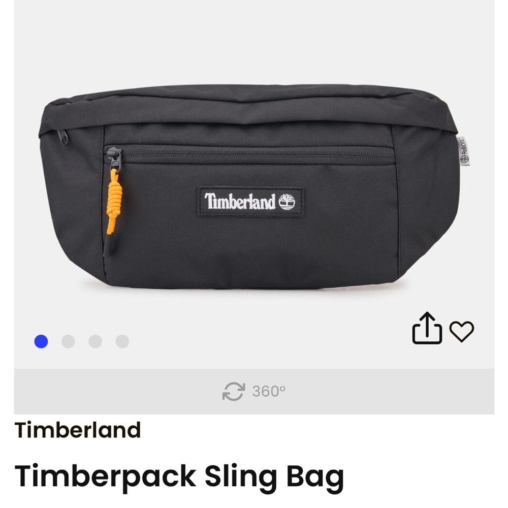 Timberland Black Sling Bag with Orange Pull